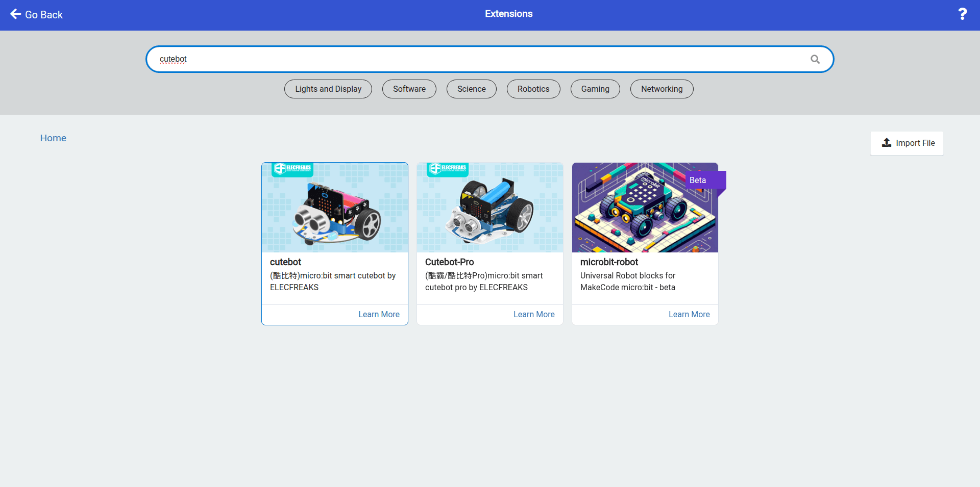 Microsoft MakeCode - CuteBot extension