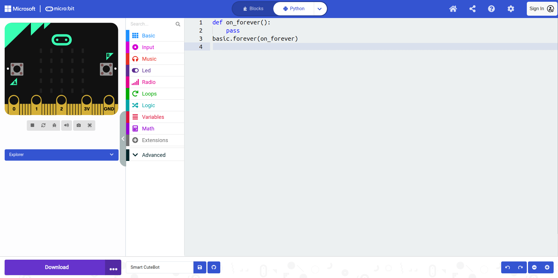 Microsoft MakeCode - Python editor
