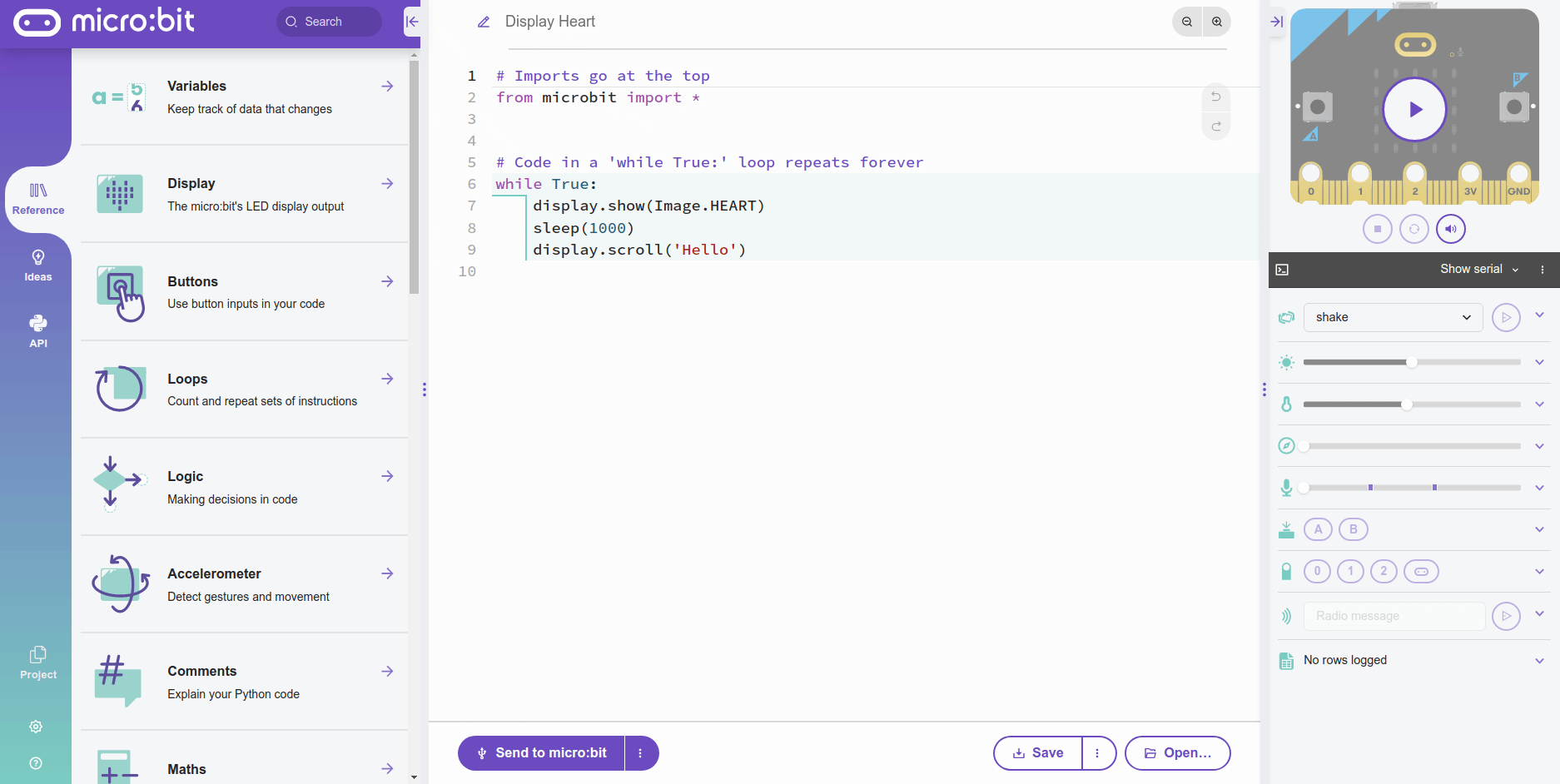Python Micro:bit code editor